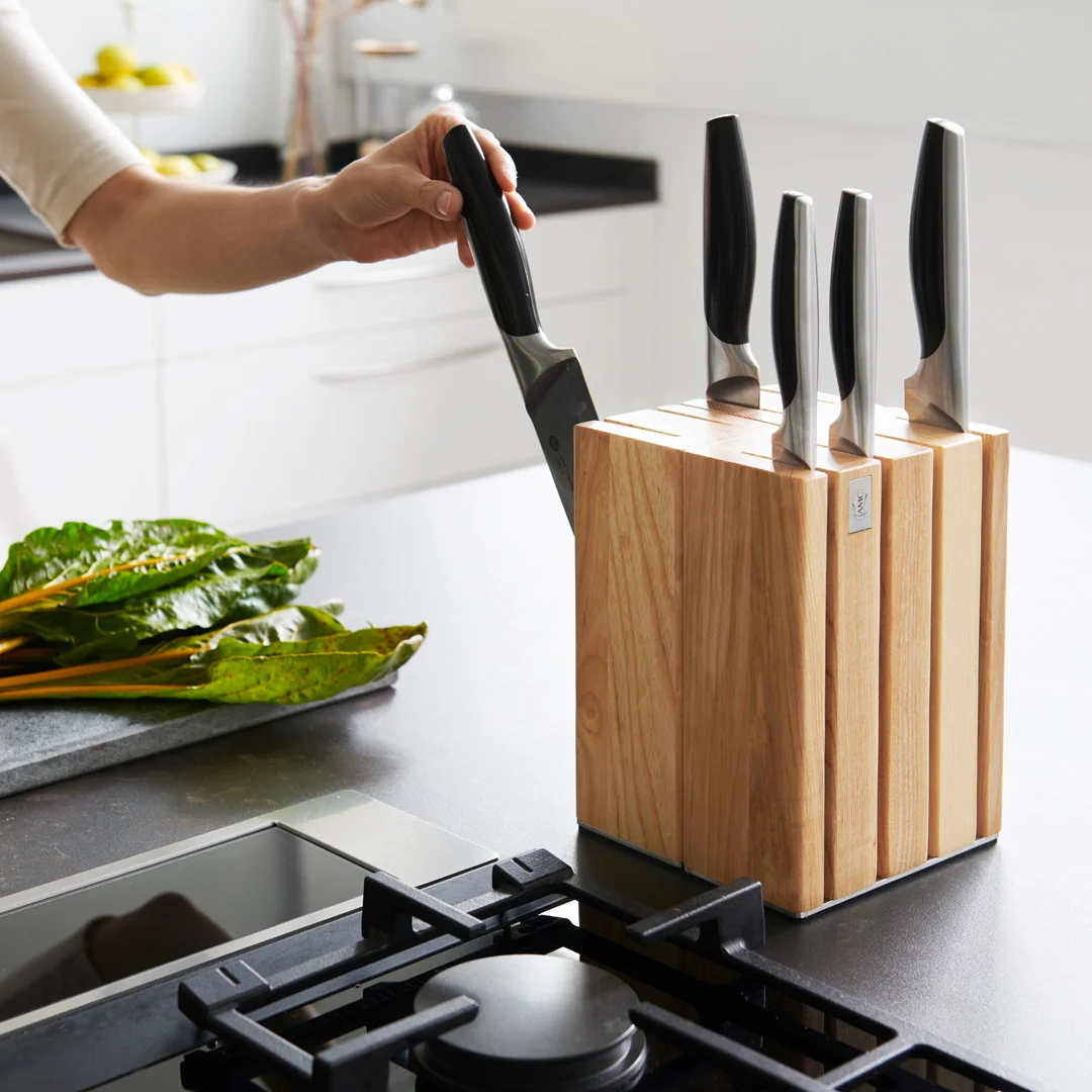 A by AMC Modular Wood Knife Block That Holds 4 Knives