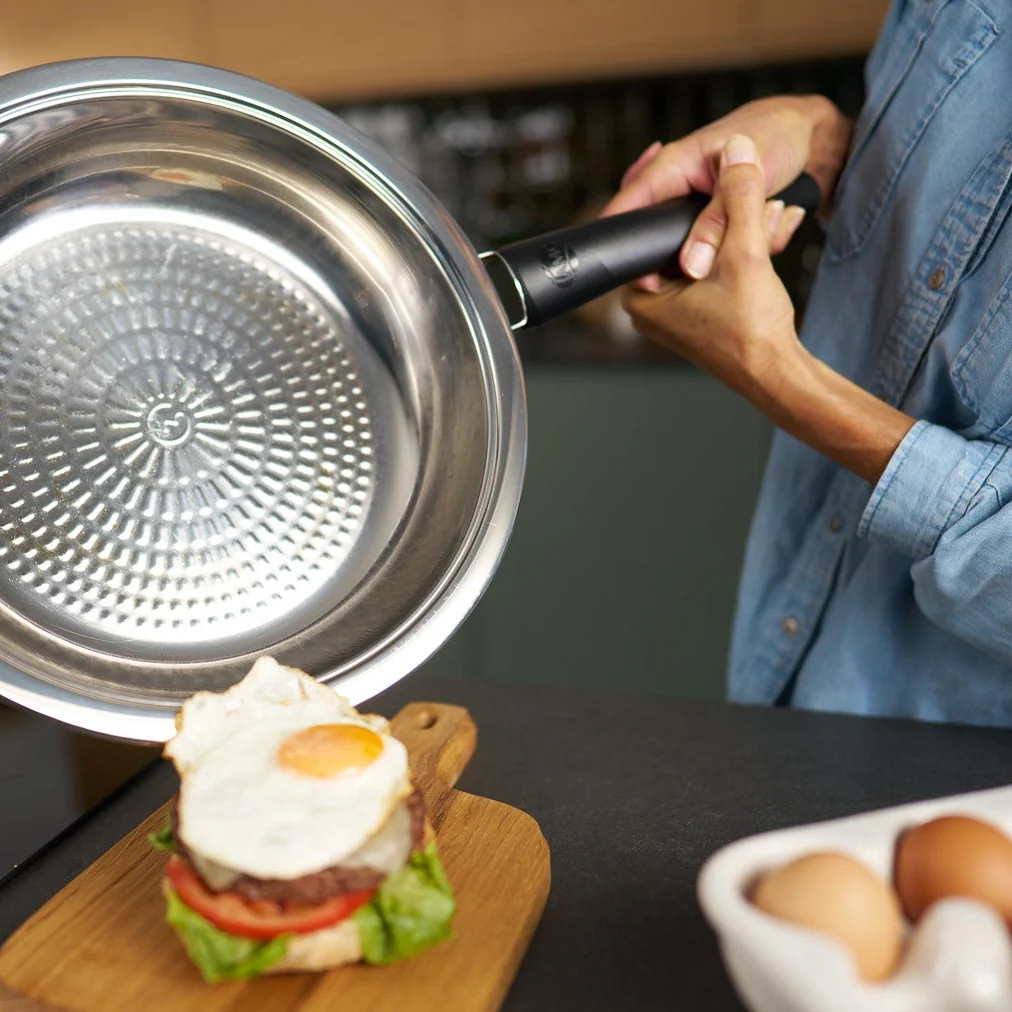 Stainless Steel Frying Pan with Lid for Searing and Frying