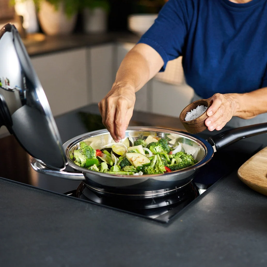 Stainless Steel Frying Pan with Lid for Searing and Frying