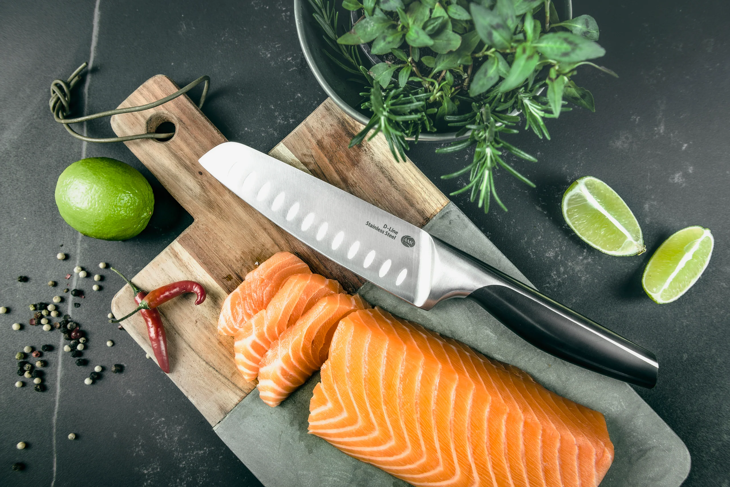 A by AMC D-Line Santoku Big 7-Inch Stainless Steel Knife
