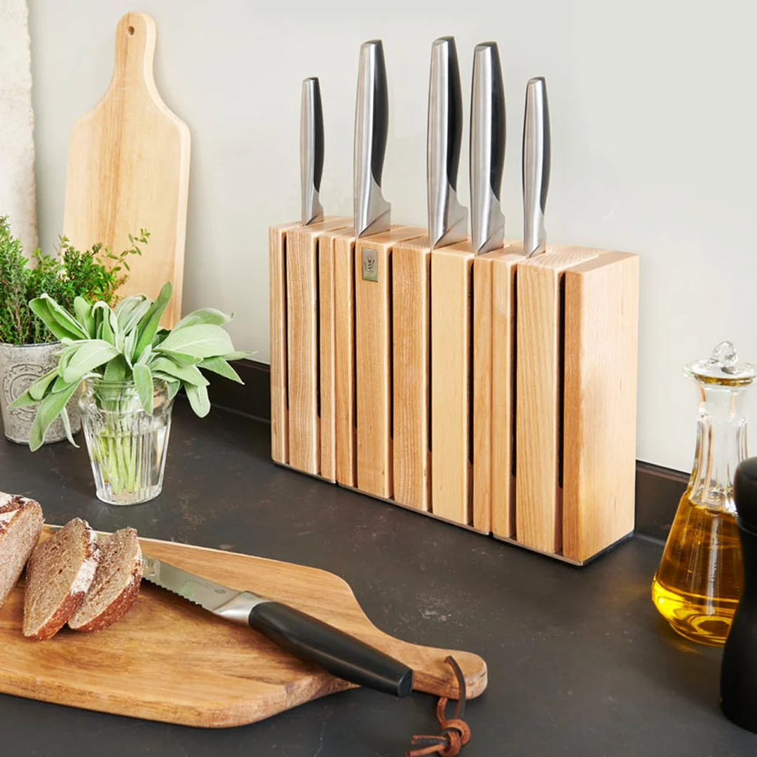 A by AMC Modular Wood Knife Block That Holds 4 Knives